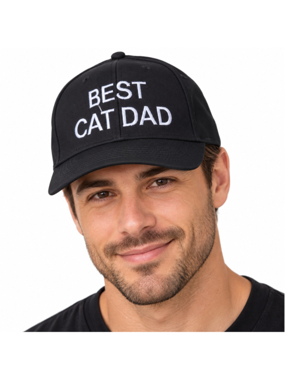 Men's "Best Cat Dad" Black Baseball Cap – Adjustable One Size – NIP